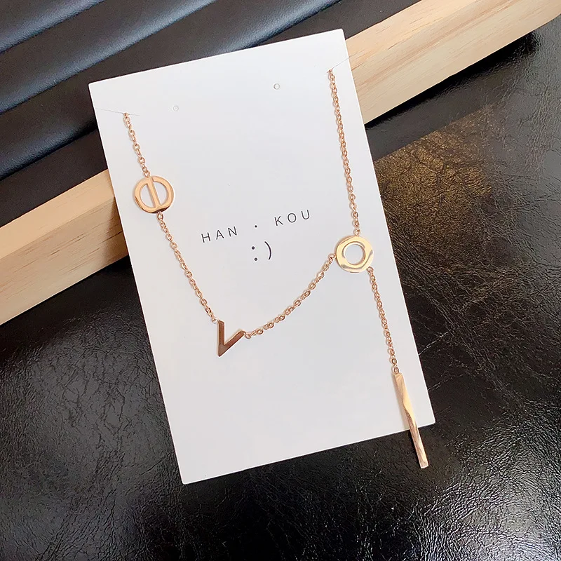 

SNCSDK 2020 new trendy geometry titanium steel Women's necklace female cold wind clavicle chain temperament creative accessories