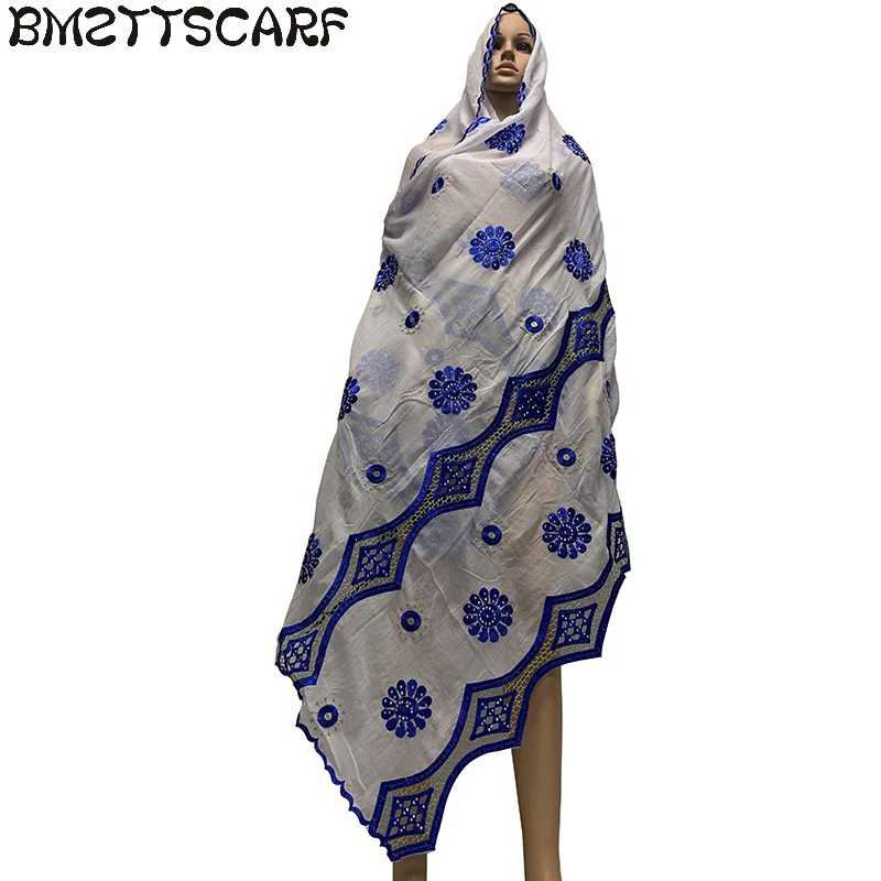 2019 африканская Женская шаль 100% хлопковый шарф средней длины с вышивкой женский