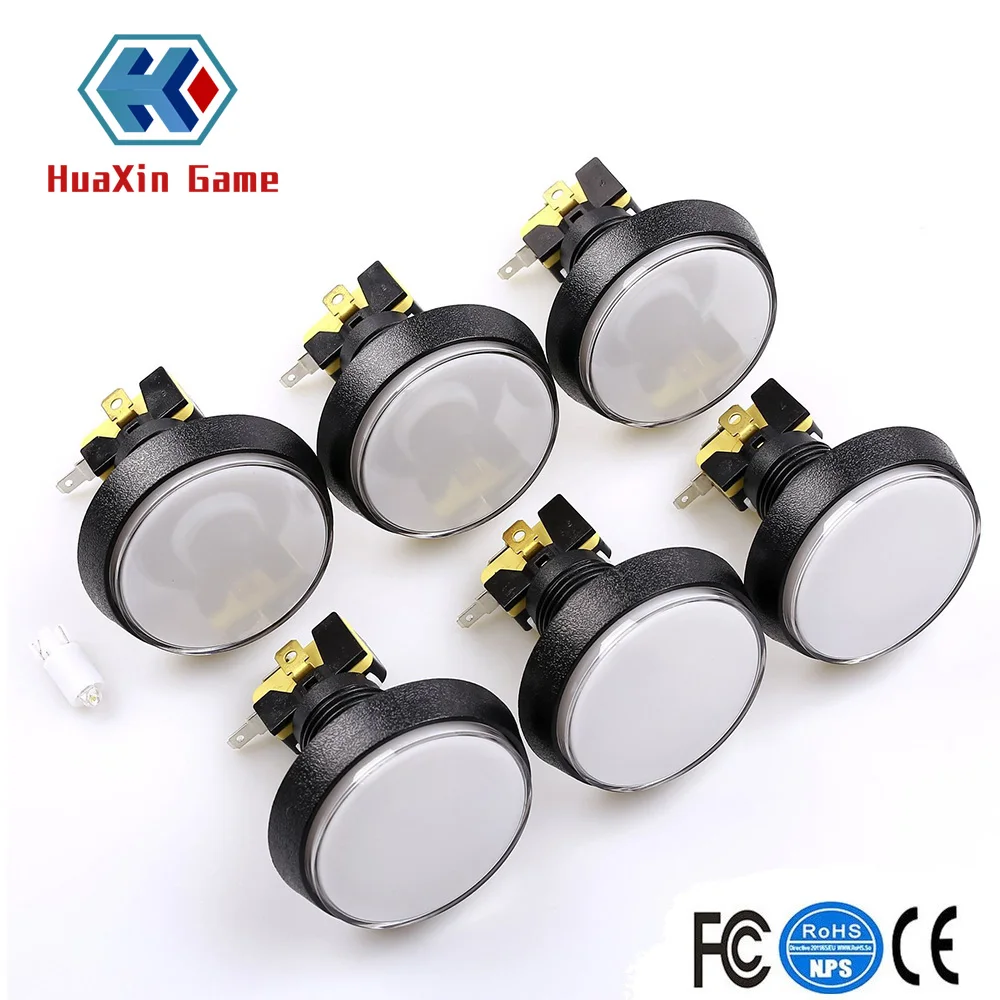 6 шт./лот 5 в 60 мм Светодиодная подсветка аркадная кнопка с светодиодной лампой и микропереключателем большая круглая кнопка для аркадных фа...