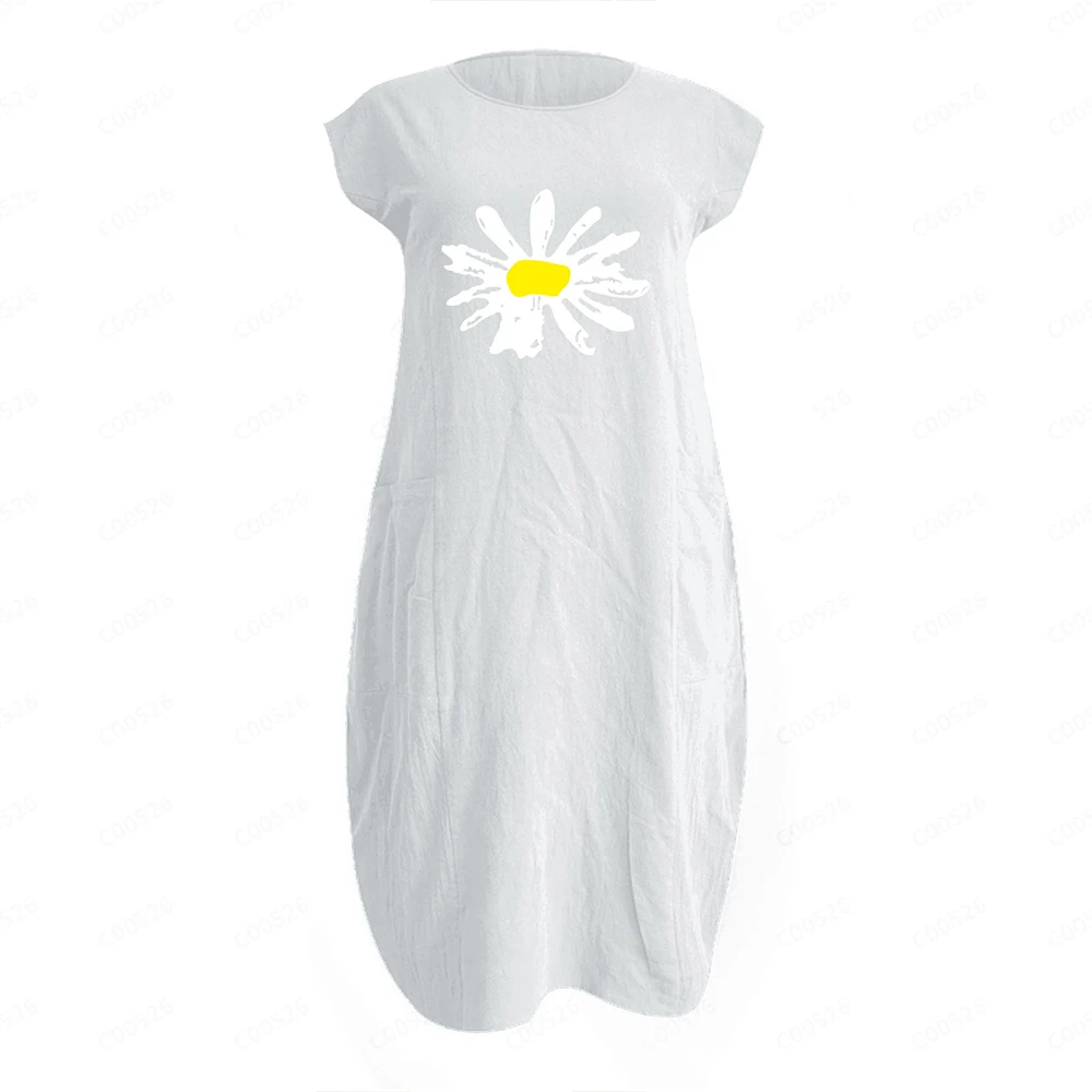 

Fashion Casual Style Commute Dresses for Women Bohemia Printed Sleeveless Round Neck A-line Dress