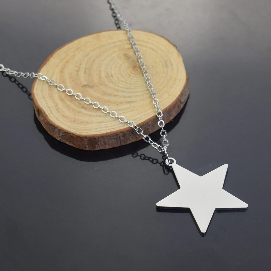 Ожерелье с подвеской в виде звезды и надписью I LOVE YOU из нержавеющей стали |