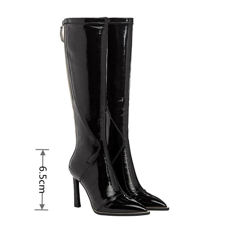 

Mstacchi Can Be Made Plush Genuine Leather Thin Heels Women Long Boots Pointed Zipper-Sid Sexy Fashion Madam Shoes Tacones Mujer