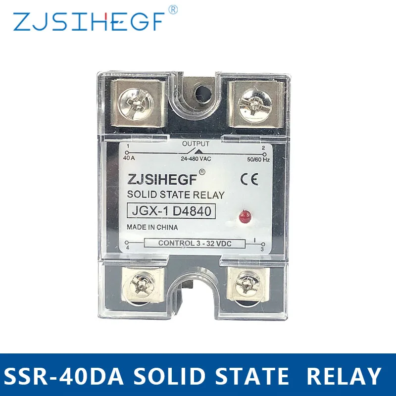 

Input 3-32VAC Output 24-480V AC AC Single Phase Solid State Relay JGX-4840DA SSR-40DA SSR Application for PLC Controller