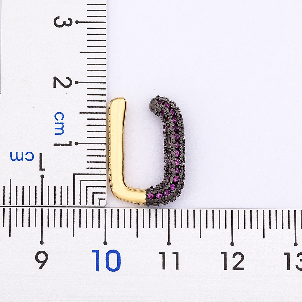 

New Fashion U Shape CZ Crystal Ear Cuffs For Women Purple Blue Party Wedding Clip on Earrings Female Jewelry Christmas Gift