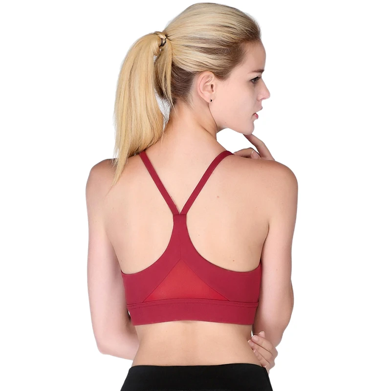 

High Quality Mesh Sexy Yoga Sports Bra Women Crop Tops Running Jogging Gym Fitness Underwear Workout Vest Tank Push Up Solid