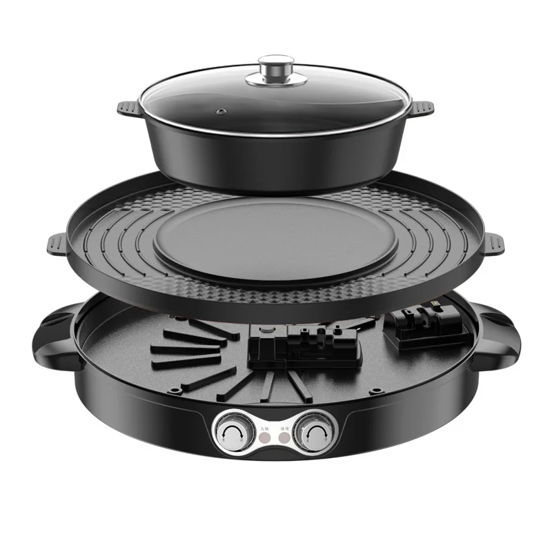 220V электрический горячий горшок 2 в 1 Многофункциональный для тушеного мяса