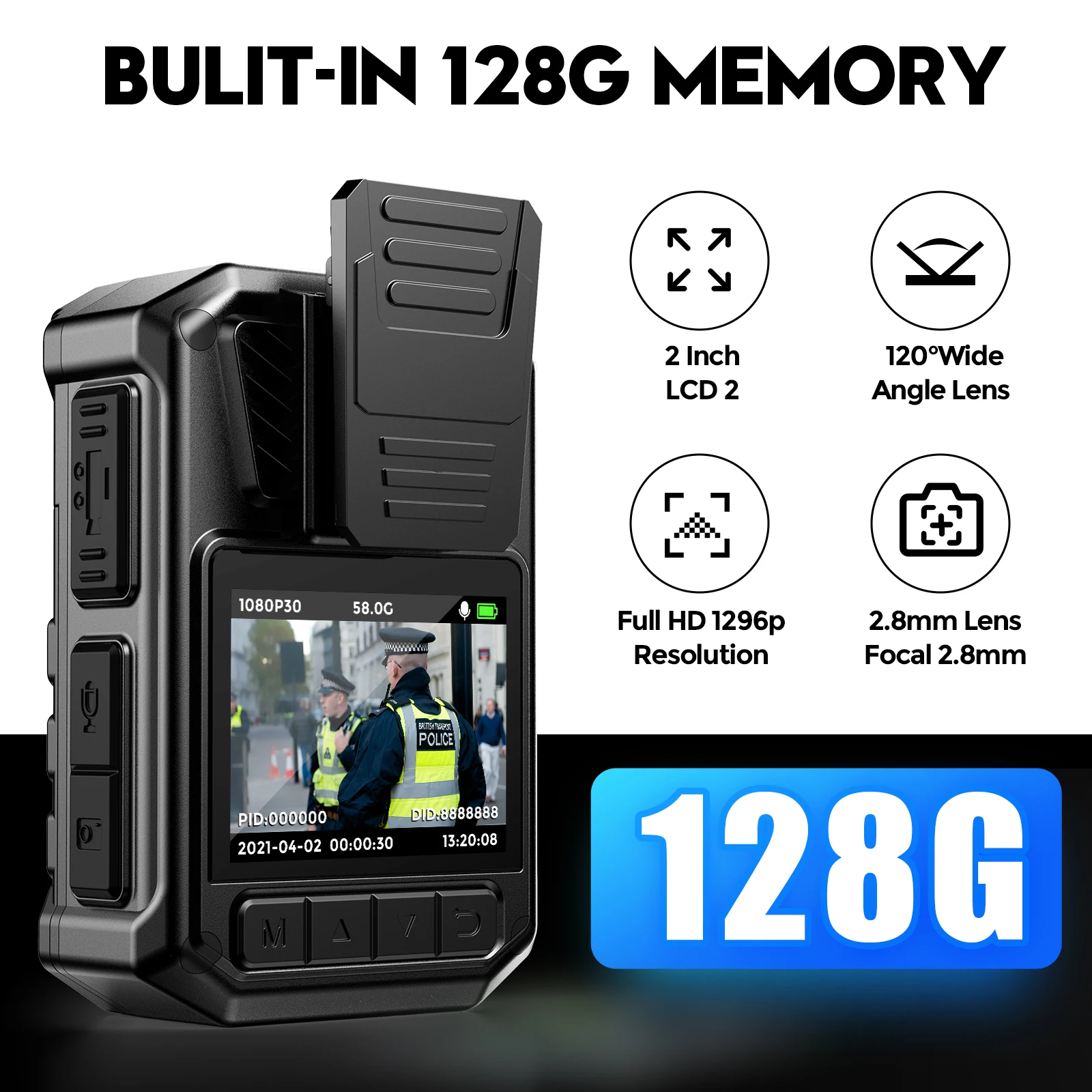 

Мини-камера BOBLOV KJ09 с функцией ночного видения, 128G FHD 1296P