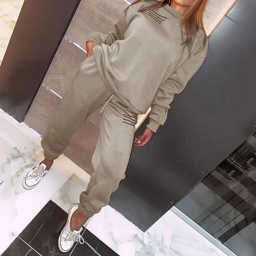 

Women's Tracksuit Casual Fleece Two Piece Sets Oversized Hooded Long Sleeve Female Hoodie Suit Winter Sport Pants Ladies Set