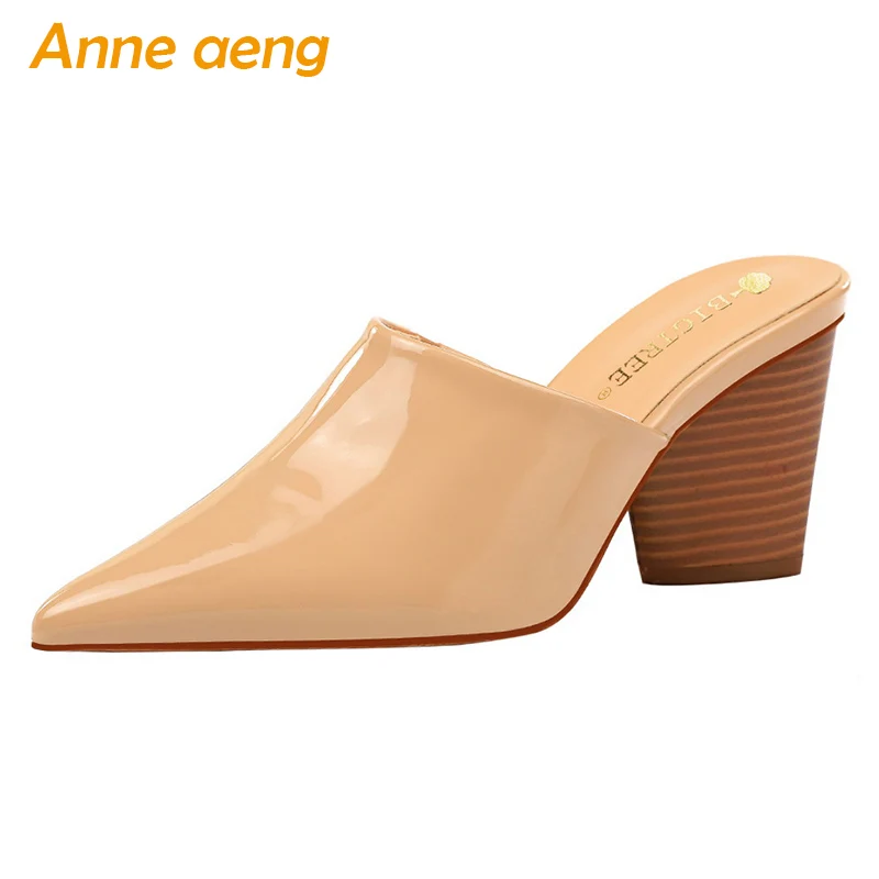 2020 г. новые летние женские шлепанцы для улицы пикантные однотонные туфли на