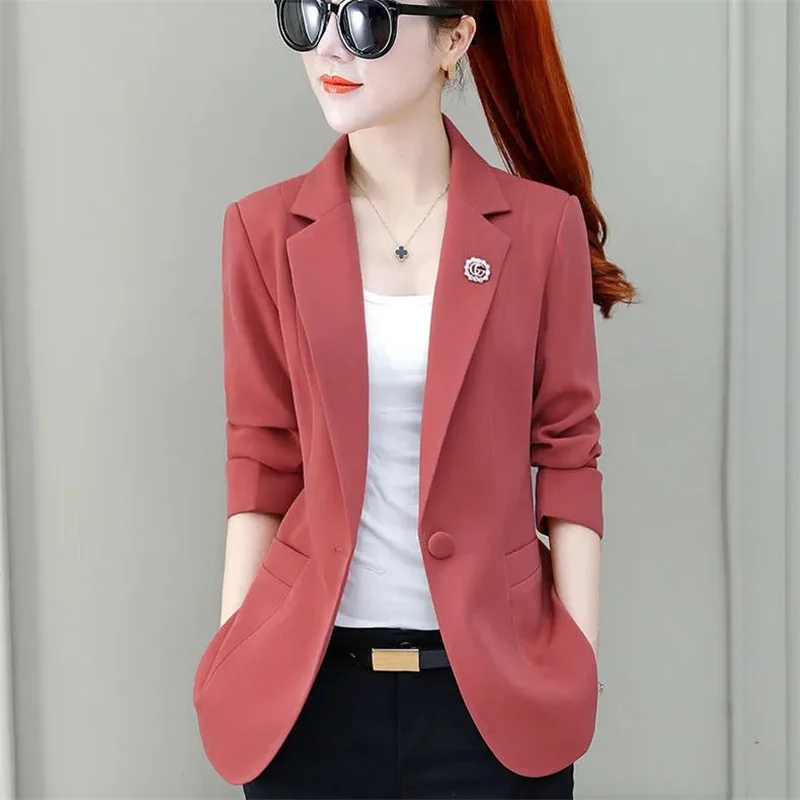 Chaqueta de las mujeres ropa de otoño delgada 2021 de moda de alta final traje de chaqueta de mujer para oficina Top mujer forro de talla grande 4XL negro elegante