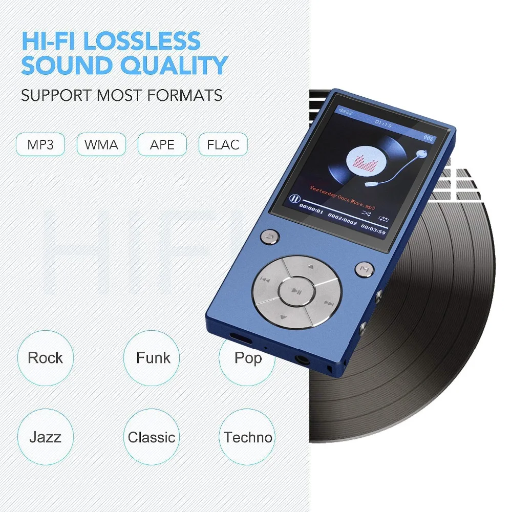 mp3-плеер с шагомером, Bluetooth 4,2, встроенный динамик, металлический плейер с fm-радио, поддержка SD карты до 128 ГБ