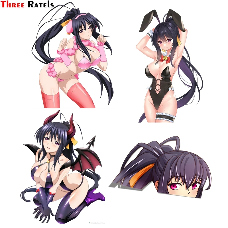 

Three Ratels FC108 3D High School Akeno Himejima Sexy Peeker Car Stickers And Decals Waterproof Scratch-proof Sticker DIY Anime