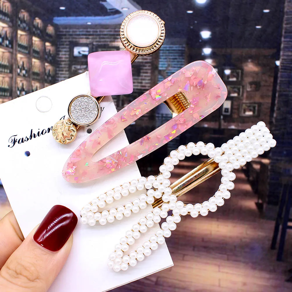 Ins Fashion 1 комплект женские элегантные жемчужные заколки для волос сладкий головной убор шпильки заколки аксессуары для волос из ацетатного волокна Набор для волос