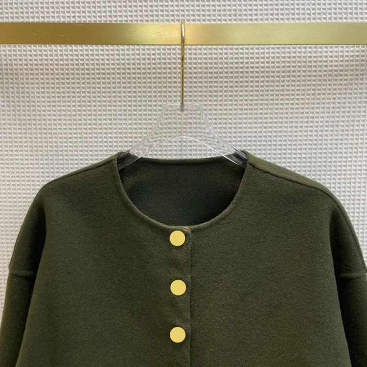 

Женское твидовое пальто с большими карманами, роскошное Брендовое однотонное пальто из 90%-ной шерсти с круглым вырезом и длинным рукавом, зи...