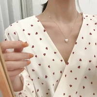 2022 sweet heart pearl necklace korean women girls opal pendant choker party clavicle chain necklaces