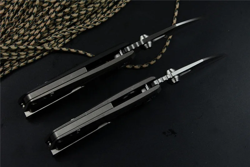 TWOSUN TS138 Flipper Folding Pocket Knife Hunting Outdoor Camping knife D2 blade TC4 Titanium/Carbon fiber Handle Fast Open