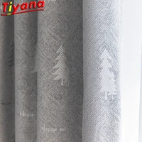 christmas tree curtains for living room kids room jacquard diamond blackout hemp grey window drapes for bedroom vt