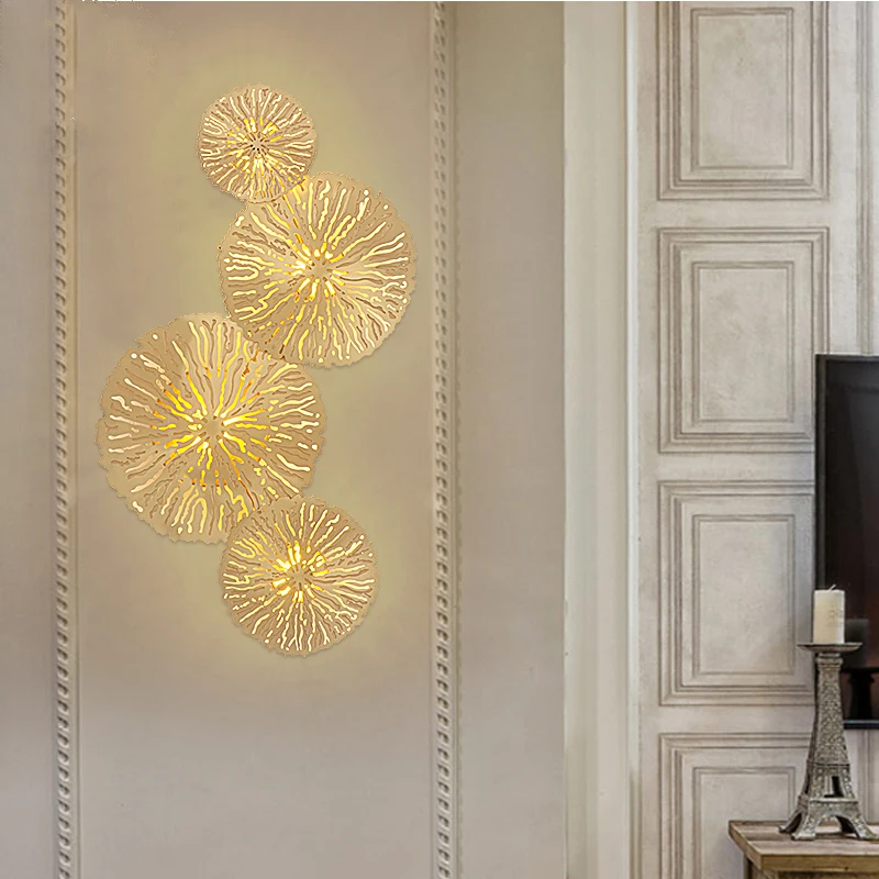 

Creative Gold Parlor LED Wall Lights Copper Special Bed Light Art Design Deco Dining Room Bedroom Wall Sconce Surface Mount E14