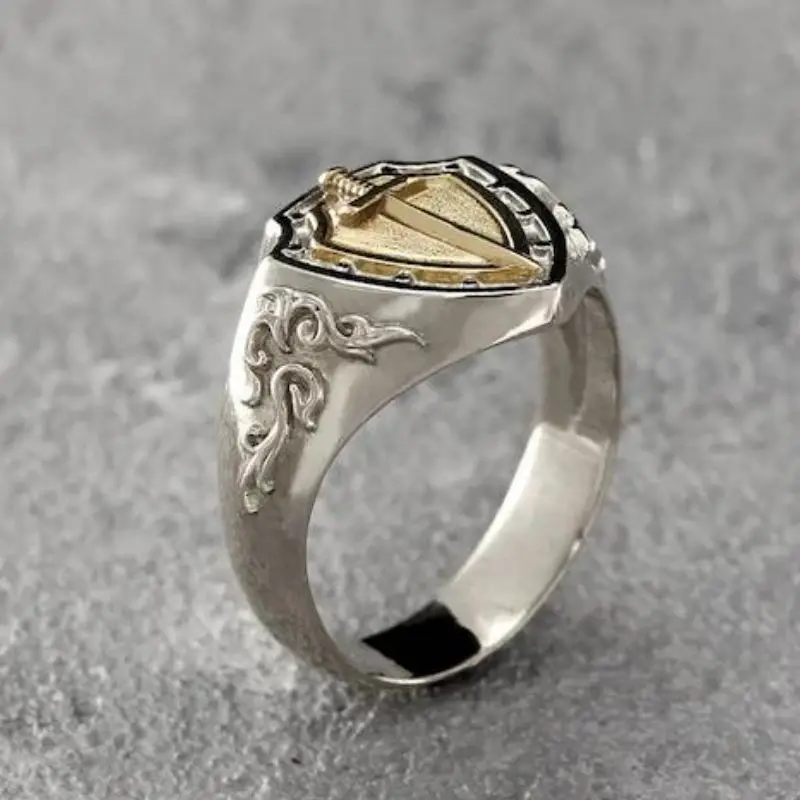 Кольцо с кольцом и крестом в стиле ретро | Украшения аксессуары