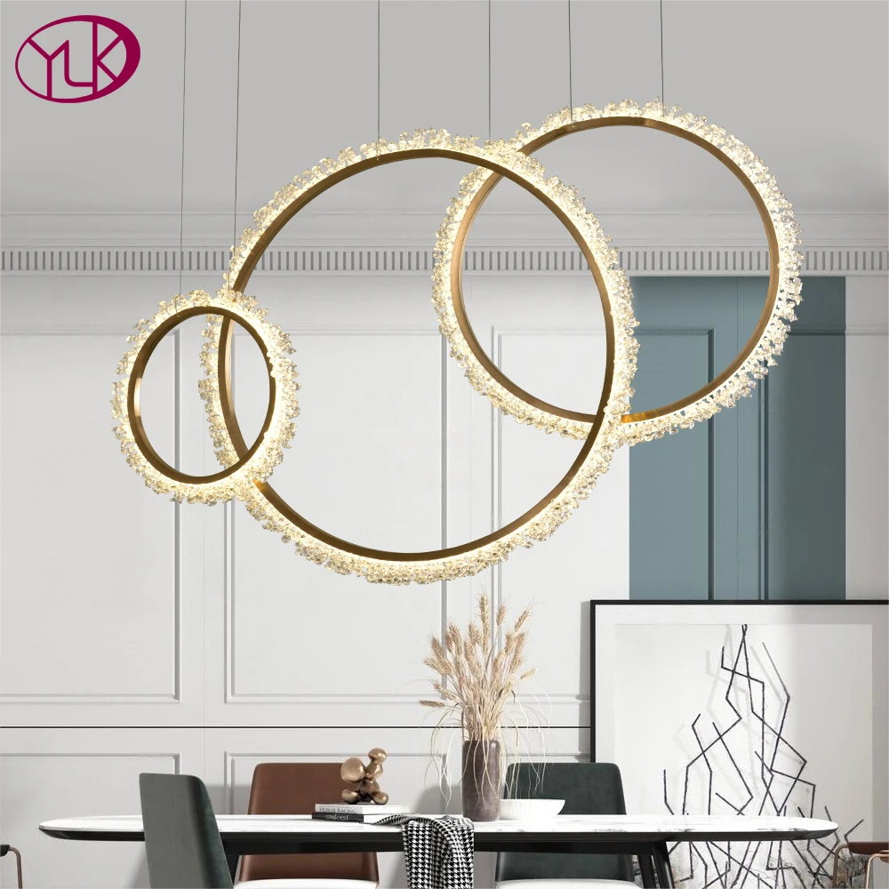 Современные светодиодные люстры для столовой чехлы дизайн кольцо хрустальные