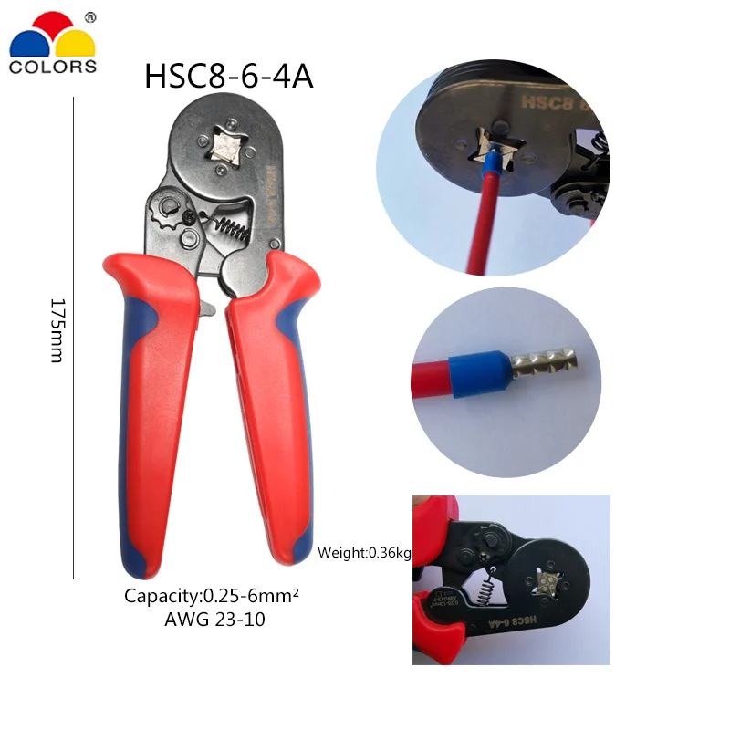 Трубчатые обжимные инструменты HSC8 6-4a набор клемм, ручные инструменты для зачистки проводов Alicate HS-700B Высокоточный набор зажимов