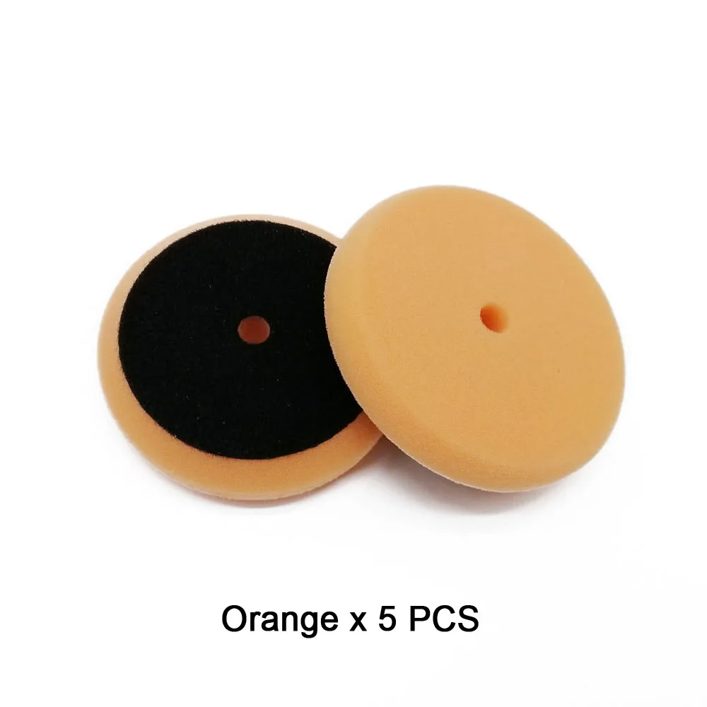 Orange x 5PCS 3-дюймовый Полировочный коврик для полировальная машинка для автомобилей с эксцентриковым, RO/DA/Воздушный полировщик Губка из полиэстера для ногтей полировальные накладки - Цвет: Orange x 5PCS