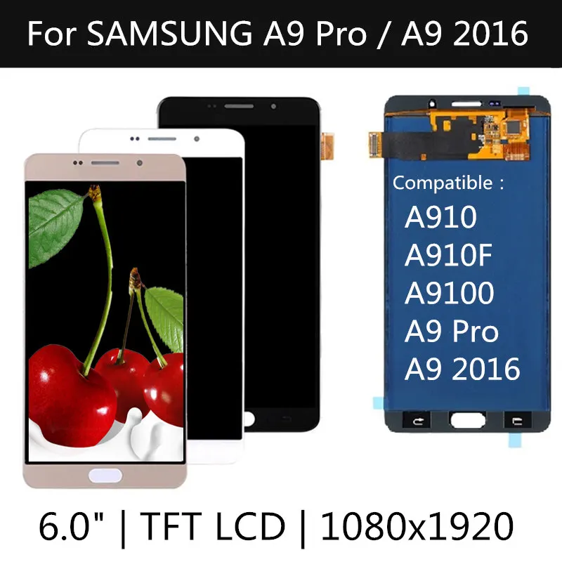 Купи ЖК-дисплей для Samsung Galaxy A910F, A9100, A9 Pro, сенсорный экран в сборе, Замена для Samsung A9 2016, ЖК-дисплей за 2,753 рублей в магазине AliExpress