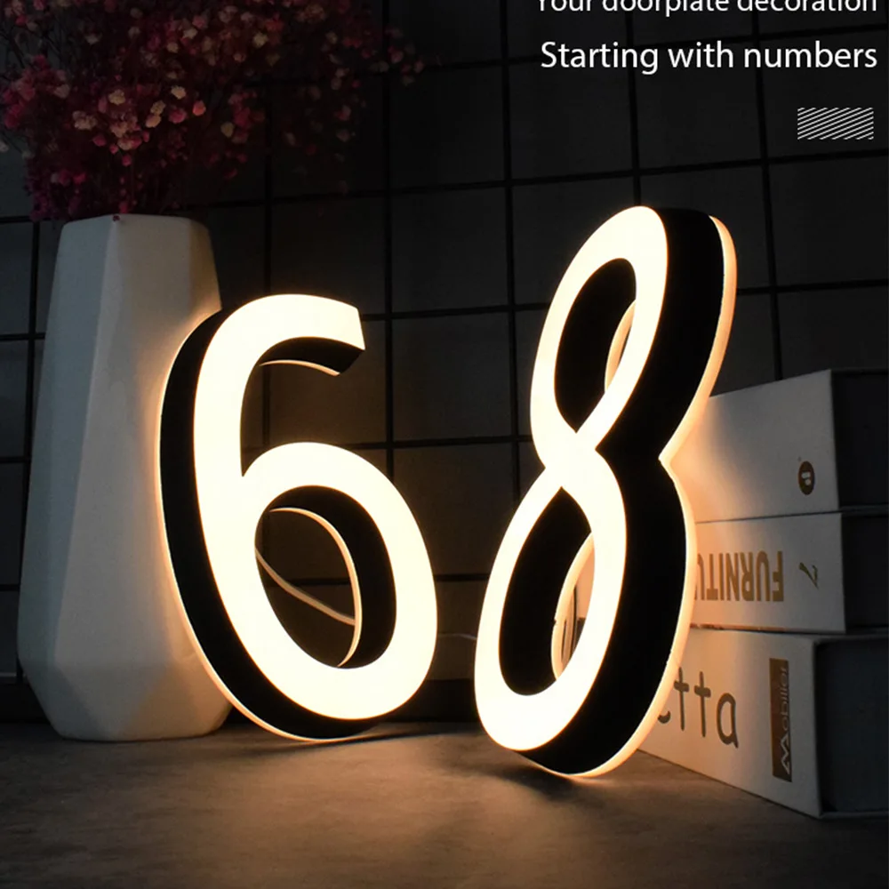 Миниатюрный светодиодный светильник с цифрами для двери, 12 В, наружный водонепроницаемый неоновый знак для бизнеса, рекламный светильник д... от AliExpress WW