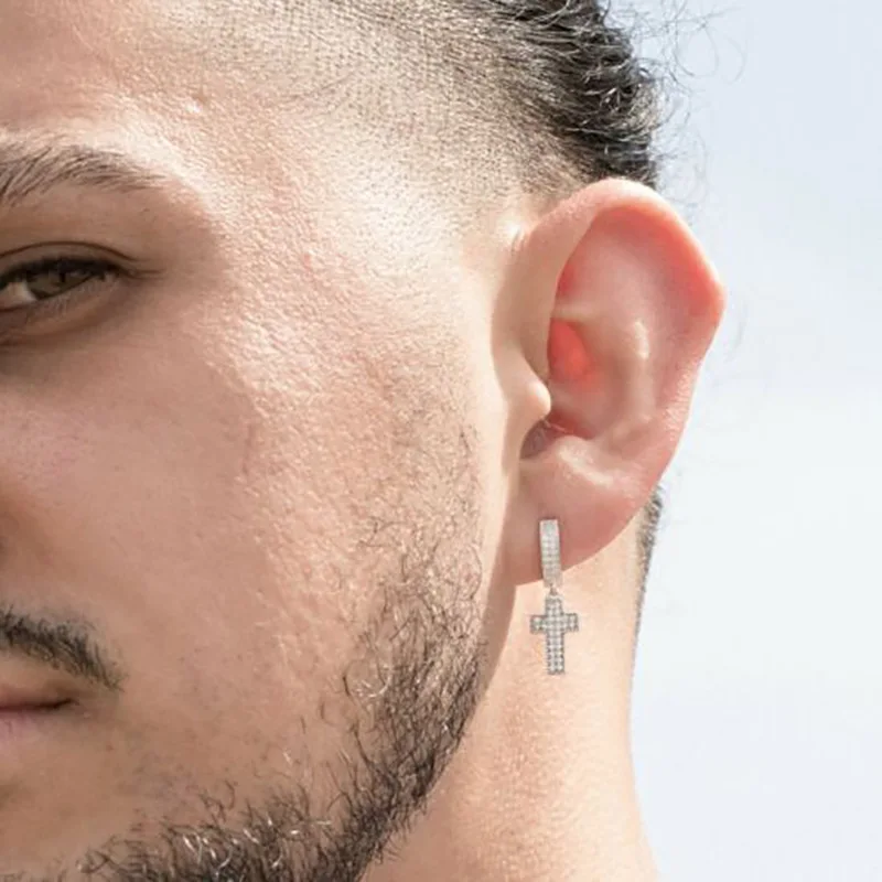 

2021 New Fashion Cross Men's Earrings 925 Sterling Silver For Men Anniversary Gift Jewelry Wholesale E5989