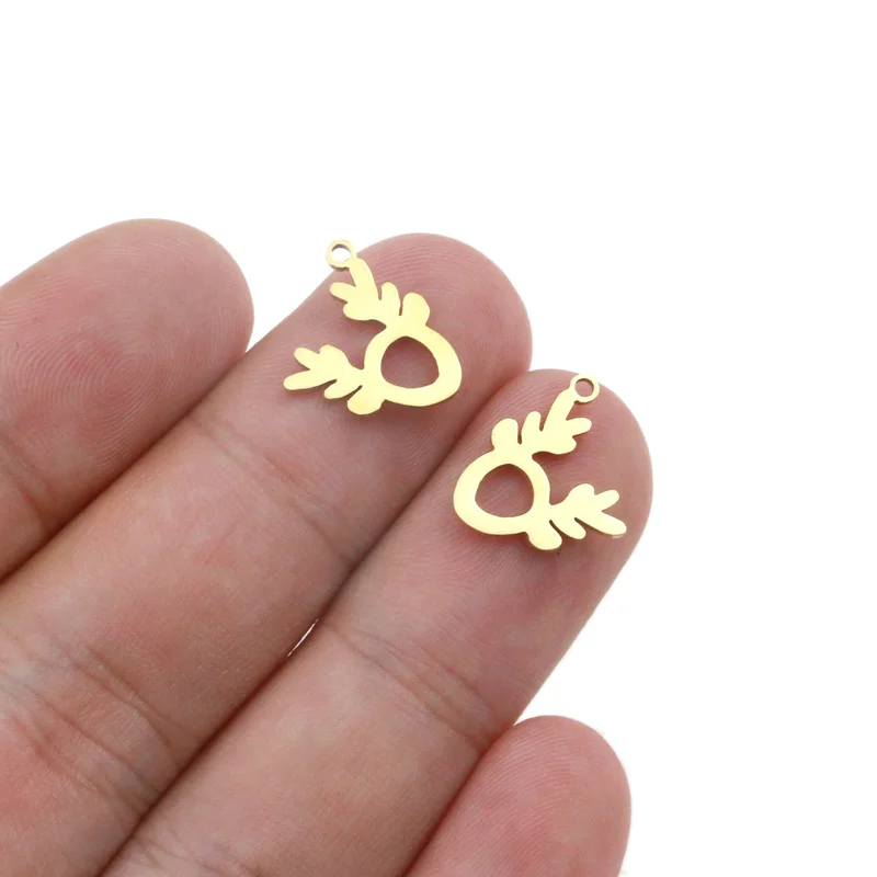 

5pcs/lot Stainless Steel Gold Deer Pendant Charms for DIY Earring Bracelet Necklace Findings Craft Jewelry Making Bulk Wholesale