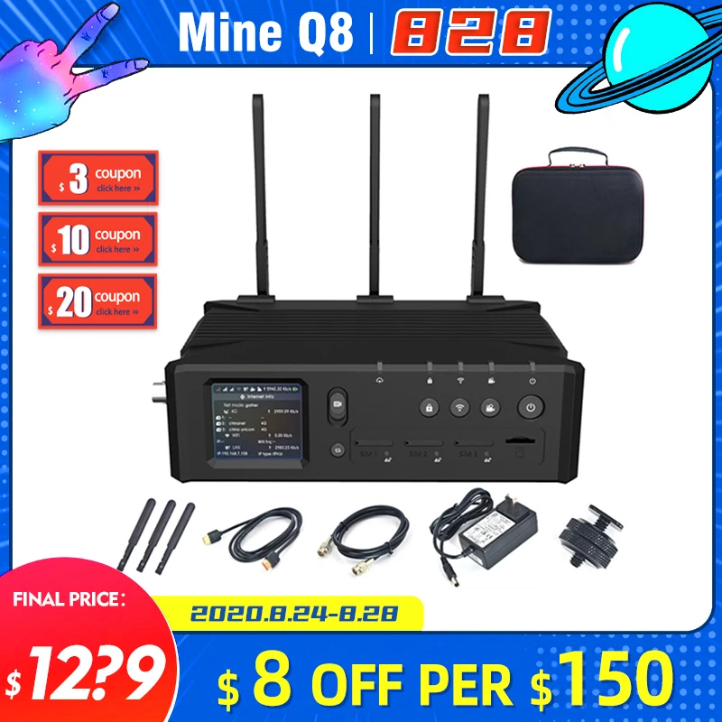 Mine Q8 4G видео кодер с сотовой связью H264/H265 + потоковый для HDMI/SDI 1080P Youtube Facebook Filmmaker |
