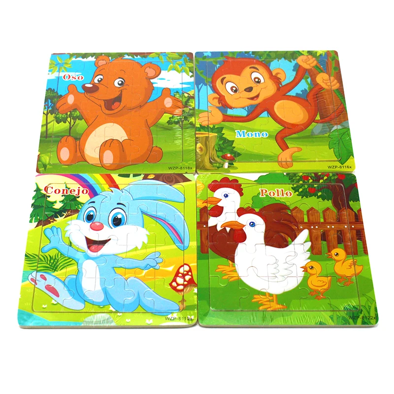 20 ломтиков маленький кусочек обучающий испанский жираф пазлы игрушки детские