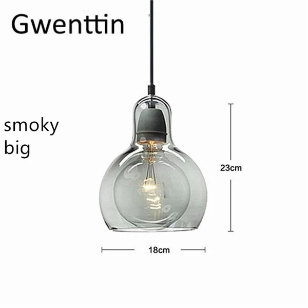 Smoke Gray Big Современная стеклянная подвеска, светодиодные светильники, лофт, скандинавский подвесной светильник, тыква, Подвесная лампа для гостиной, кухни, домашнего освещения, светильники, декор E27 - Цвет корпуса: Smoke Gray Big