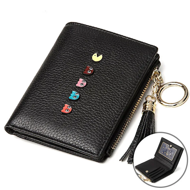 Новинка, женские кошельки с узором, кошелек из натуральной кожи, маленький карман для денег, милый клатч, сумки с отделением для карт, кошелек для монет, для девушек, Carteira