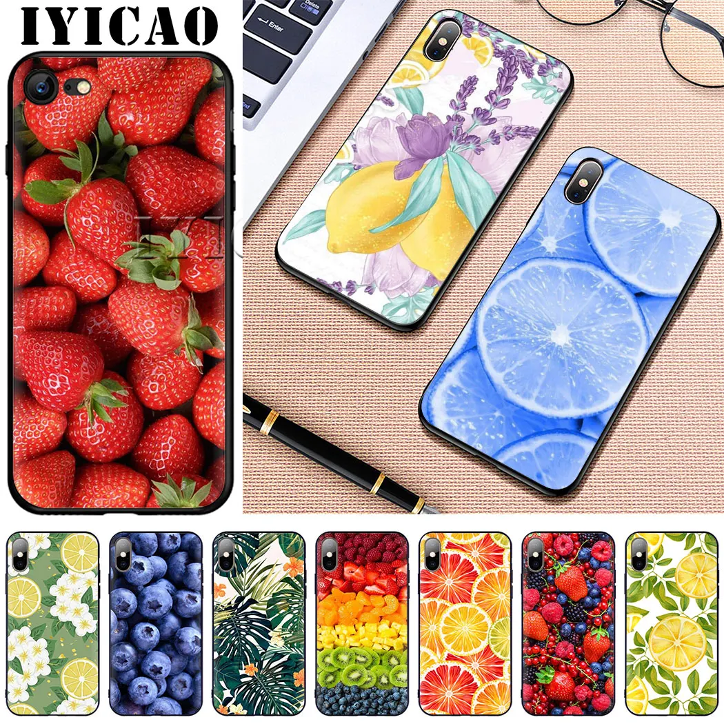IYICAO симпатичный фруктовый лимонный Мягкий силиконовый чехол для iPhone 10 8 7 6 6S Plus 5 5S