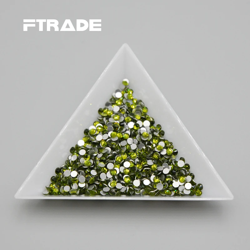 

High quality SS3-SS30(1.3-6mm) Olivine color 3D flatback non hot fix glass rhinestones DIY For Nails Art Decoration Shiny Gems