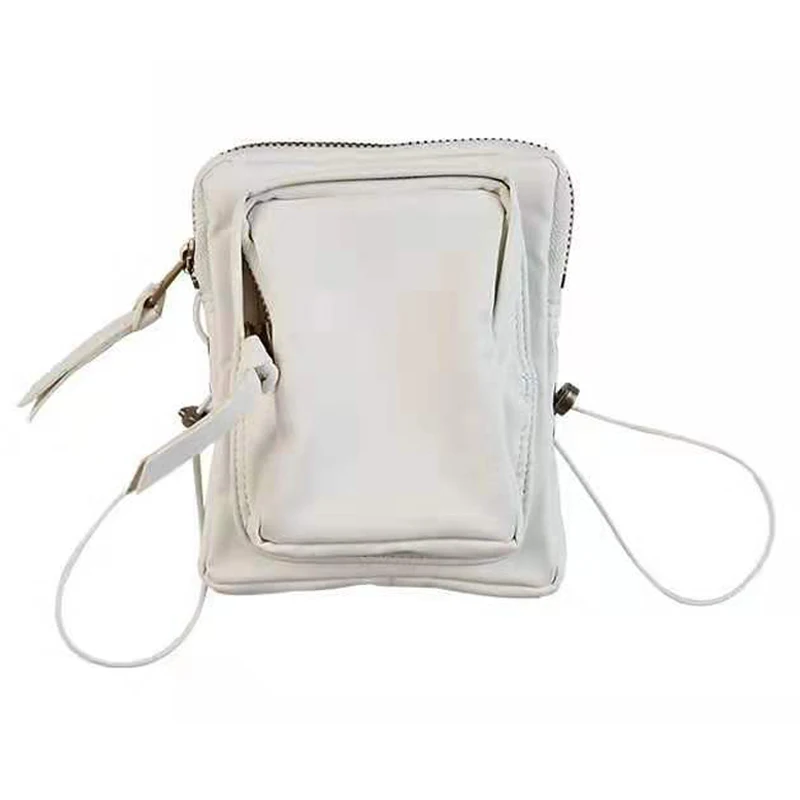 White Purse Корейская Повседневная поясная сумка, модная поясная сумка, индивидуальная нагрудная сумка на шнурке, одноцветная квадратная сумка-мессенджер, мини кошелек для монет - Цвет: White Purse
