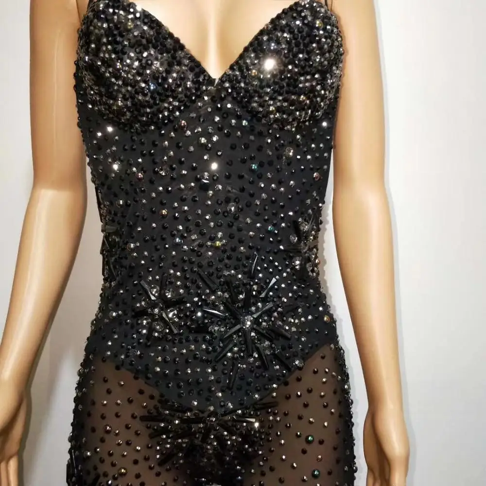 Сексуальные прозрачные стразы для ночного клуба черные эластичные колготки боди