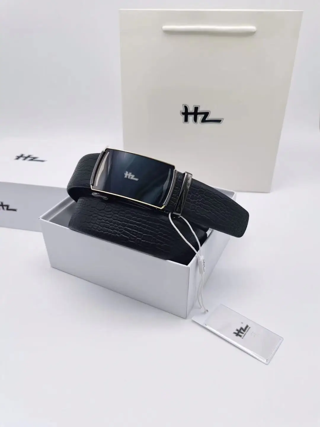 

HZ Brand Belts For Men Italy Designer Auto Buckle Microfiber Leather Belt For Man Fashion Formal Dress and Leisure Suit Belts