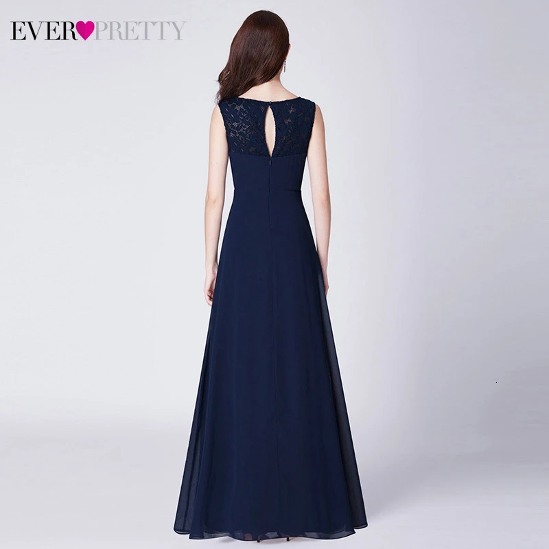 Простые шифоновые платья для выпускного вечера Ever Pretty A-Line с v-образным вырезом и рюшами без рукавов, изящный, темно-синий вечерний наряд Jurken