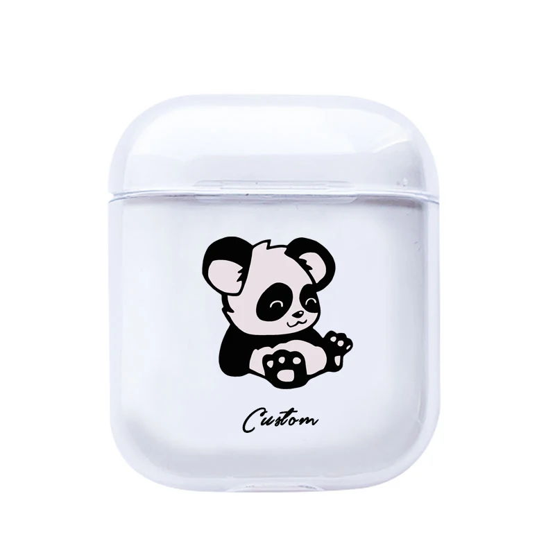 Прозрачные чехлы для Airpods Cute panda Custom Name прозрачные мягкие чехлы для AirPods Чехлы Защитные беспроводные наушники чехол - Цвет: DIY168