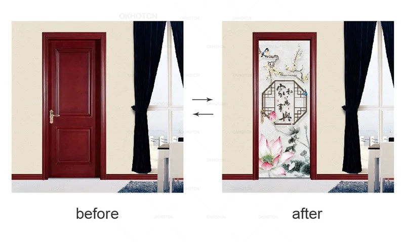 Самоклеящийся домашний декор элегантная наклейка в китайском стиле на дверь