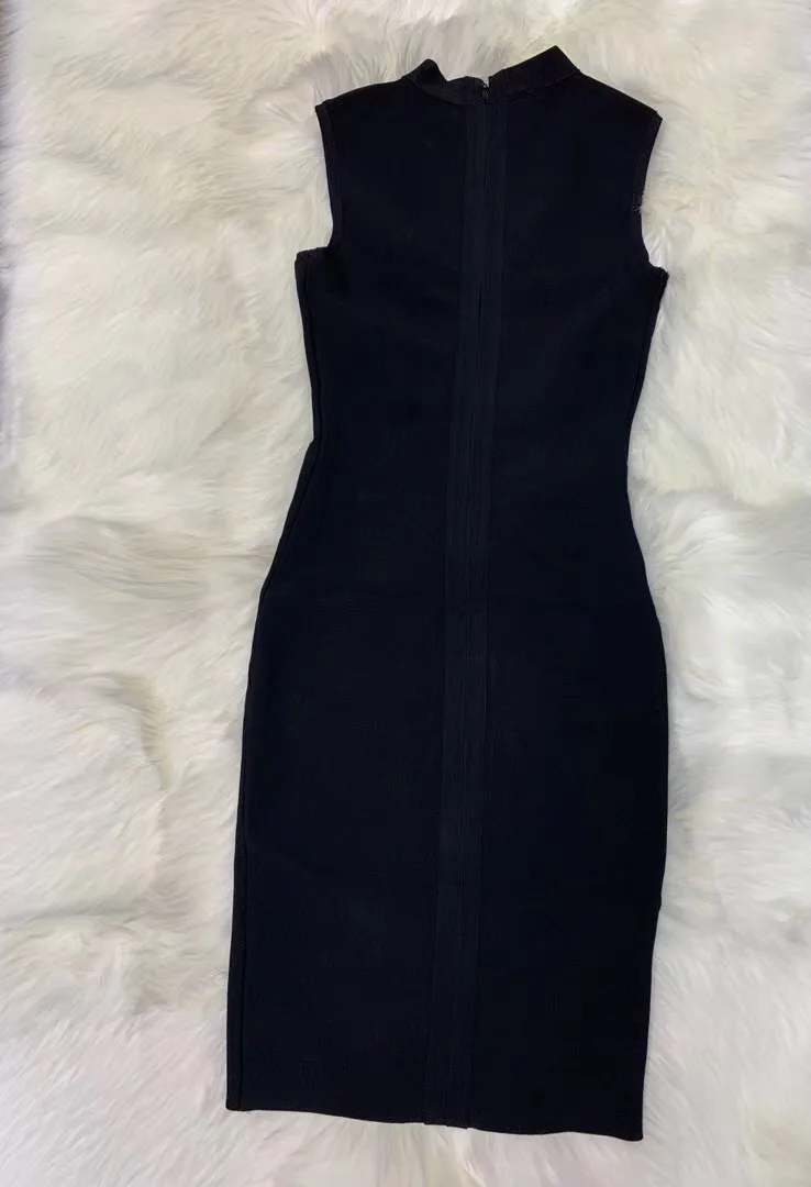 

High Quality O Neck Sleeveless Striped Cut Out Summer Women Rayon Bandage Dress 2020 Female Fashion Mini Party Dress Vestidos