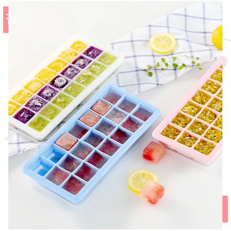 

24 36 Grids Silicone Ice Cube Tray Molds Square Shape Ice Cube Maker Fruit Popsicle Ice Cream Mold for Wine Bar Drinking