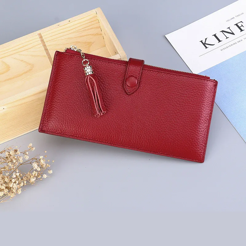 Модные женские кошельки из натуральной кожи, длинные клатчи, Rfid, деловой Футляр для карт, Дамский кошелек для монет, держатель для карт, кошелек для телефона