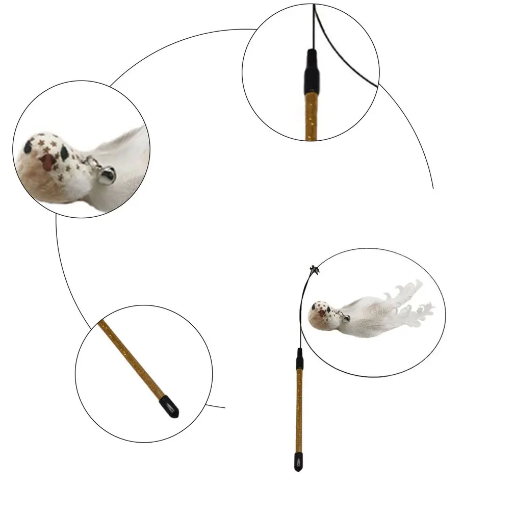 

Hibiscus Bird Funny Cat Stick Simulation Bird With Long Wire Rod Cat Stick Replacement Head Cat Stick