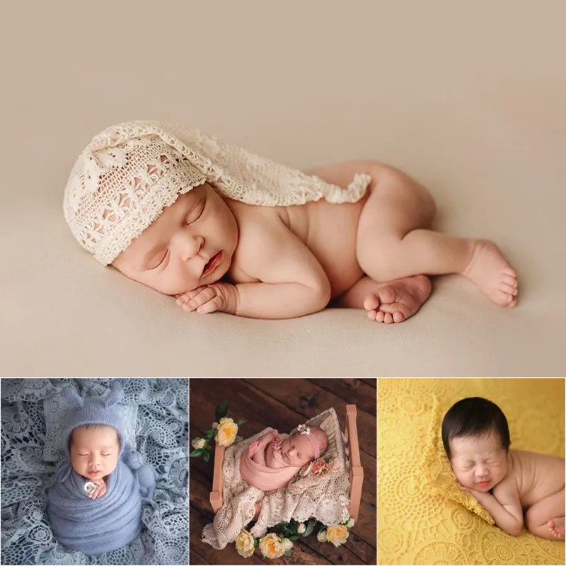 Dvotinst Newborn Baby Photography Props Retro Hollow Out Pillow Background Pad  Wrap Studio Shooting Accessories Photo Props