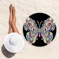 round large beach towel blanket butterfly pattern strandlaken mat microfiber bath towel for adult child body home beach cover up