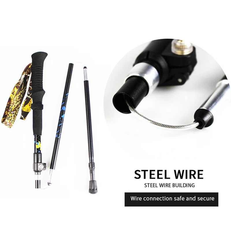 Складная карбоновая алюминиевая палка для треккинга 5 секционная