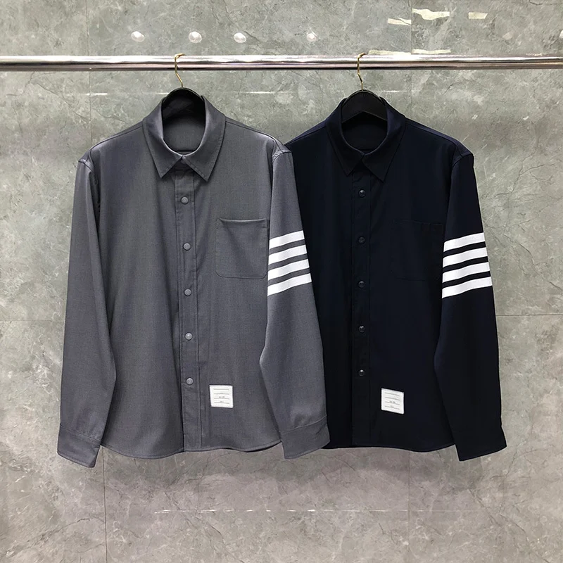 

2021 Fashion Brand Jacket Men Cardigans Clothing Loose Spring Autumn Turn-Down Collar Shirts Striped Casual Coat